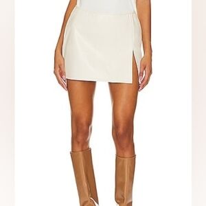REVOLVE Olivia Faux Leather Mini Skirt Skort in Ivory AFRM Size XS